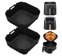 Silicone Air Fryer Liners for Ninja Air Fryer MAX PRO AF180UK 6.2L/AF140UK 4.7L, Cosori 4.7L 5.5L 6L Accessories, 2PCS Square Air Fryer Liners for Ninja Speedi 5.7L, Philip NA230 6.2L, Tefal 5L