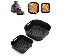 Silicone Air Fryer Liners for Ninja Crispi FN101GY, 2PCS Reusable Air Fryer TraysNinja Crispi 4-in-1 Portable Glass Air Fryer Cooking System, Specially Designed for FN101UKGY