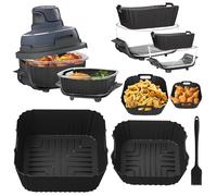 Silicone Air Fryer Liners for Ninja Crispi Glass FN101GY, Reusable Air Fryer Accessories, Large Airfryer Liner for 4 QT Container & Small Liner for 6 Cups Container, 1PC Oil Brush Included