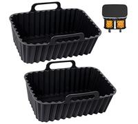 Silicone Air Fryer Liners for Ninja Foodi AF400UK AF451UK AF300UK for All 7.6-9.5 L Air Fryers, 2Pcs Dual Zone Air Fryer Accessories, Reusable Airfryer Accessories