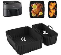 Silicone Air Fryer Liners for Philips Dual Basket Air Fryer 3000 Series 6L/3L, Reusable Dual Airfryer Liners Air Fryer Accessories for Philips Dual Basket Airfryer NA350/00