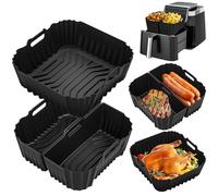 Silicone Air Fryer Mould for Cosori 5.5L-6.2L, 3PCS Flat Air Fryer Accessories for Philips NA230/Ninja AF180 AF140/Russell Hobbs/Tefal and Most Square Hot Air Fryers 4L-8L