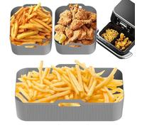 Silicone Air Fryer Rectangle Liners,Oven Accessories Liners - Heat Resistant Non-Stick Food Tray Mats with Handle for Oven, Microwave, Air Fryer, Cooking