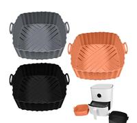 Silicone Airfryer Baking Tray - 3 Pieces Reusable Non-Stick Square Oven Tray - Reusable Silicone for Air Fryer,For Use In Kitchen Oven Microwave Toaster Frying Pan Kitchen Counter