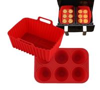 Silicone Airfryer Basket Inserts, Silicone Baking Insert Airfryer Replacement Baking Accessories for Cooking Roasting Sausages Warming Leftover Eats