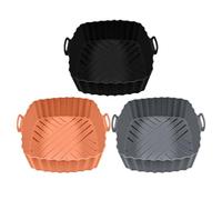 Silicone Airfryer Cover - 3 Pack Reusable Non-stick Square Coaster for Baking,Silicone Airfryer Basket Coasters | For Toaster, Oven, Microwave, Frying Pan And