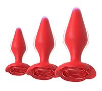 Silicone Anal Butt Plug Set 3 Sizes with Rose Base Anal Training Toy for Beginners and Advanced Men Women Couples Long-Term Wear