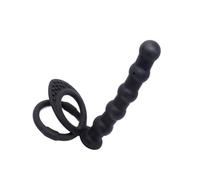 Silicone Anal Butt Plug with Penis Ring Anal Beads with Cock Ring Strap On Penis Anal Hook Trainer Prostate Massager G Spotting Stimulator Anal Kinky Male Sex Toys
