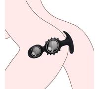 Silicone Anal Butt Plug with Safe Handle and Particles G-spot Massager, Anal Beads Prostate Massage Butt Plug Sex Toy for Men Women and Couples (2 Anal Beads)
