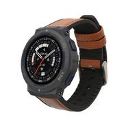 kwmobile Strap Compatible with Amazfit Active Edge (A2212) / Active Edge (A2213) Strap - Silicone and Leather Sport Wristband - Brown/Black