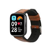 kwmobile Strap Compatible with Xiaomi Redmi Watch 3 Active/Redmi Watch 3 Lite Strap - Silicone and Leather Sport Wristband - Brown/Black