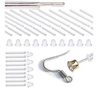 Silicone and Plastic Anti-Allergy Earrings Sleeve Piercing Protectors with Extra Back Pierced Earring Sleeves for Sensitive Ears, Silicone Rubber, No Gemstone.
