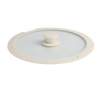 Silicone and Tempered Glass Pot Lid, Heat-Resistant with Steam Release Holes, Anti-Scalding Handle, Avoids Spillover for Safe and Efficient Cooking in Kitchen(B 26CM)