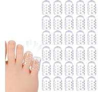 Silicone Anti-Friction Toe Protector, Gel Toe Protectors Breathable Toe Covers, Soft Clear Little Toe Protectors Caps Guards for Men Women, Toe Sleeves for Corns, Blisters and Pain Relief (30PCS)