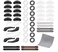 Silicone Anti-Slip Glasses Ear Hook Grip, 26 Pairs Adhesive Eyeglasses Nose Pads Eyeglasses Temple Tips Sleeve Retainer Ear Gripper Holders for Spectacle Sunglasses, with Spectacle Cloth