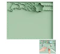 Silicone Art Mat for Kids, Multi Functional Drawing Mat with Built-in Paint Palette & Brush Washer Washable, Reusable Doodle Mat for Painting, Crafts, Mess Free Learning & Travel Activities (Green)