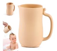 Silicone Baby Bath Rinse Cup, 700ml Soft Rim Bath Jug with Easy-Grip Handle, Gentle Shampoo Rinser for Baby Washing & Toddler Bathing, Flesh Pink