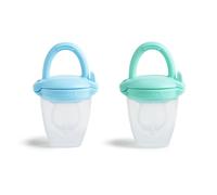 ® Silicone Baby Food Feeder for Solids and Purees, Great for Self-Feeding and Baby Led Weaning, 2 Pack, Blue/Mint