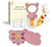 Silicone Baby Fruit Feeder Pacifier & Popsicle Molds - Multi-Purpose Food Storage Containers for Soothing Teething Relief & Encouraging Infant Self-Feeding（Pink）