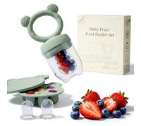 Silicone Baby Fruit Feeder Pacifier & Popsicle Molds - Multi-Purpose Food Storage Containers for Soothing Teething Relief & Encouraging Infant Self-Feeding(Green)