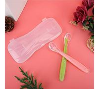 Silicone Baby Spoons Soft Tip Spoons 2PCS Set for Babies over 4 months old with Box (Green + pink)