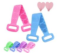 Silicone Back Scrubber for Shower, Double-Sided Exfoliating Back Scrubber, Loop Handles Reach Your Back During Showers While Soft Bristles and Raised Nodes Wash and Massage，2pcs-A：70cm