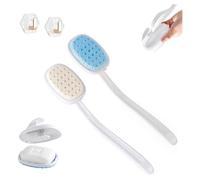 Silicone Back Scrubber with Built-in Soap Reservoir, Detachable Curved Long Handle Bath Brush, Exfoliating Body Scrub for Shower, Deep Cleansing Back Scrubber for Hard-to-Reach Areas B)