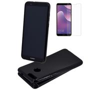 Silicone Bag Phone Case Dark + 9H Glass Film for Huawei Y7 (2018)