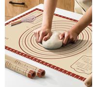 Silicone Baking Mat,26" x 16" Extra Thick Large Non Stick Sheet Mat with Measurement Non-Slip Dough Rolling Mat,Reusable Food Grade Silicone Counter Mat for Making Cookies,Macarons,Bread and Pastry