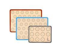 Silicone Baking Mat Macaron Cookie Sheet Set of 3 Non Stick Oven Tray Liner | Reusable for Macaroons/Cake/Bread Making, 42 x 29.5cm, 29.2 x 21.6cm, By Super Kitchen