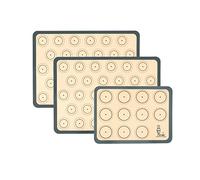 Silicone Baking Mat Macaron Cookie Sheet Set of 3 Non Stick Oven Tray Liner | Reusable for Macaroons/Cake/Pizza/Bread Making, 42 x 29.5cm, 29.2 x 21.6cm, by Super Kitchen(Grey)