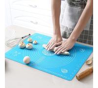 Silicone Baking Mat Non Stick Pastry Rolling Mat with Measurement Food Grade Silicone Dough Rolling Mat, BPA Free (Blue 70x50cm)