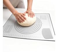 Silicone Baking Mat Set 60x80cm, Mat with Cutter Large Non-Stick Pastry Mat with Measurements & Anti-Slip Backing Reusable Silicone Dough Heat-Resistant Baking Sheet for Macaron Fondant Pizza Bread
