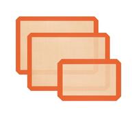 Silicone Baking Mat, Set of 3 Reusable Non-Stick Food Safe Baking Sheets for Cookies, Bread and Pastry, Baking Supplies for Oven, Orange