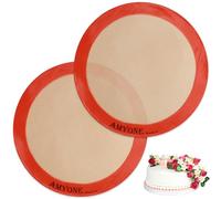 Silicone Baking Mats, 2 PCS Round Silicone Mats for 9 Inch Cake Pan, Non-Stick Reusable Cookie Sheet Liners for Baking Pans for Cake/Bread/Pizza/Macaron/Pastry/Cookie/Bun/Pie
