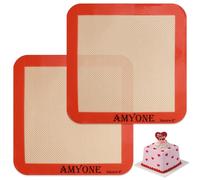 Silicone Baking Mats for 8 inch Square Cake Pan, Non-stick Reusable Cookie Sheet Liner for Baking Pan, Professional Food Grade Oven Liner Sheets Mats for Bread/Toast/Pastry/Cookie/Pie/Pizza 2 PCS 8x8