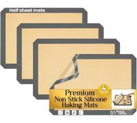 Silicone Baking Mats Half Sheet Non Stick for Oven Reusable 4 Pack - Thick Heavy Duty Silicone Baking Mat Cookie Sheet 1/2 Size for Macaron & Pastry - Half Size Rectangular Cooking Oven Liner Pad