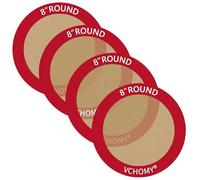 Silicone Baking Mats, Set of 4, Round dia 8 Inch, Non Stick, BPA Free, Baking Sheet Pan Liner for Cake,Pizza,Cookies,Macaron,Bread,Pastry,Toaster (Red, Round-dia 8 inch)