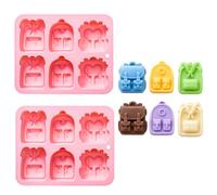 Silicone Baking Moulds 2 Pack Backpack Shaped 6 Hole Chocolate Silicone Mold CakesFudgeAnd Desserts Pink