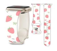 Silicone Band Compatible with Apple Watch 41mm 40mm 38mm 42mm, Soft Sport Strap for iWatch Series 11 10 9 8 7 6 5 SE Ultra, Women Men Wristband (cute strawberry bow)