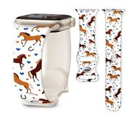 Silicone Band Compatible with Apple Watch 41mm 40mm 38mm 42mm, Soft Sport Strap for iWatch Series 11 10 9 8 7 6 5 SE Ultra, Women Men Wristband (Horses Hearts)