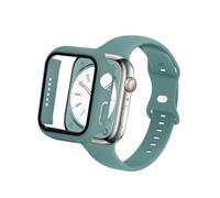 Silicone Bands and Case Compatible with Apple Watch Band 40mm 41mm 44mm 45mm, Sport Strap with Protective Cover with Tempered Glass iWatch Series 9 8 SE 7 6 5 4 3 Women Men (41mm, Pine Green)