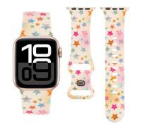 Silicone Bands Compatible with Apple Watch 41mm 40mm 38mm 44mm 45mm 46mm 42mm 49mm Women Men, Soft Silicone Stars Pattern Printed Sport Strap for iWatch Series 11 10 9 8 7 6 5 4 Ultra SE 3 2 1