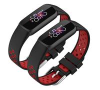 Silicone Bands for Fitbit Luxe & Luxe Special Edition Fitness Tracker, Two Colors Design Fashionable and Durable Band Strap Wristbands for Women Men (Black - red)