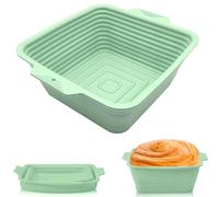 Silicone Banneton Bread Proofing Foldable Basket, Oval Sourdough Baking Supplies, Lame Basket Oval, Bread Making Tool Supplies Accessories, Bowl for Rising Round Set (green, square)