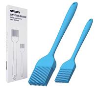 Silicone Basting Brush Set of Two Heat Resistant Long Handle Pastry Brush for Grilling, Baking, BBQ and Cooking, 8 and 10 Inch (Blue)