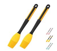 Silicone Basting Pastry Brush - 2Pcs Extra Long Silicone Basting Brush for Grilling,Heat Resistant Brushes Spread Oil Butter Sauce Marinade for Cooking Baking BBQ,2.2inch Wide (Yellow 2)