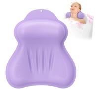 Silicone Bath Pillow, New Material Bath Pillows for Tub Head Neck and Back Support, Bath Tub Pillow with 4D Press Inflatable Airbag and Non-Slip Strong Suction Cup, Quick-Drying, Easy to Store, Purple