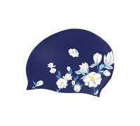 Silicone Bathing Cap with Floral Pattern, 24cm/9.44in Top Width Swim Cap for Women Child Pool Beach and Swim Lessons Floral Hat