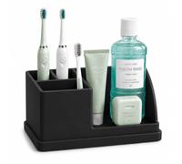 Silicone Bathroom Counter Organizer, Toothbrush Holder with Drainage Tray